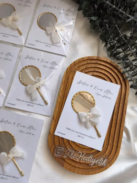 Saten Kurdeleli Gold Ayna – Kişiye Özel Hediyelik