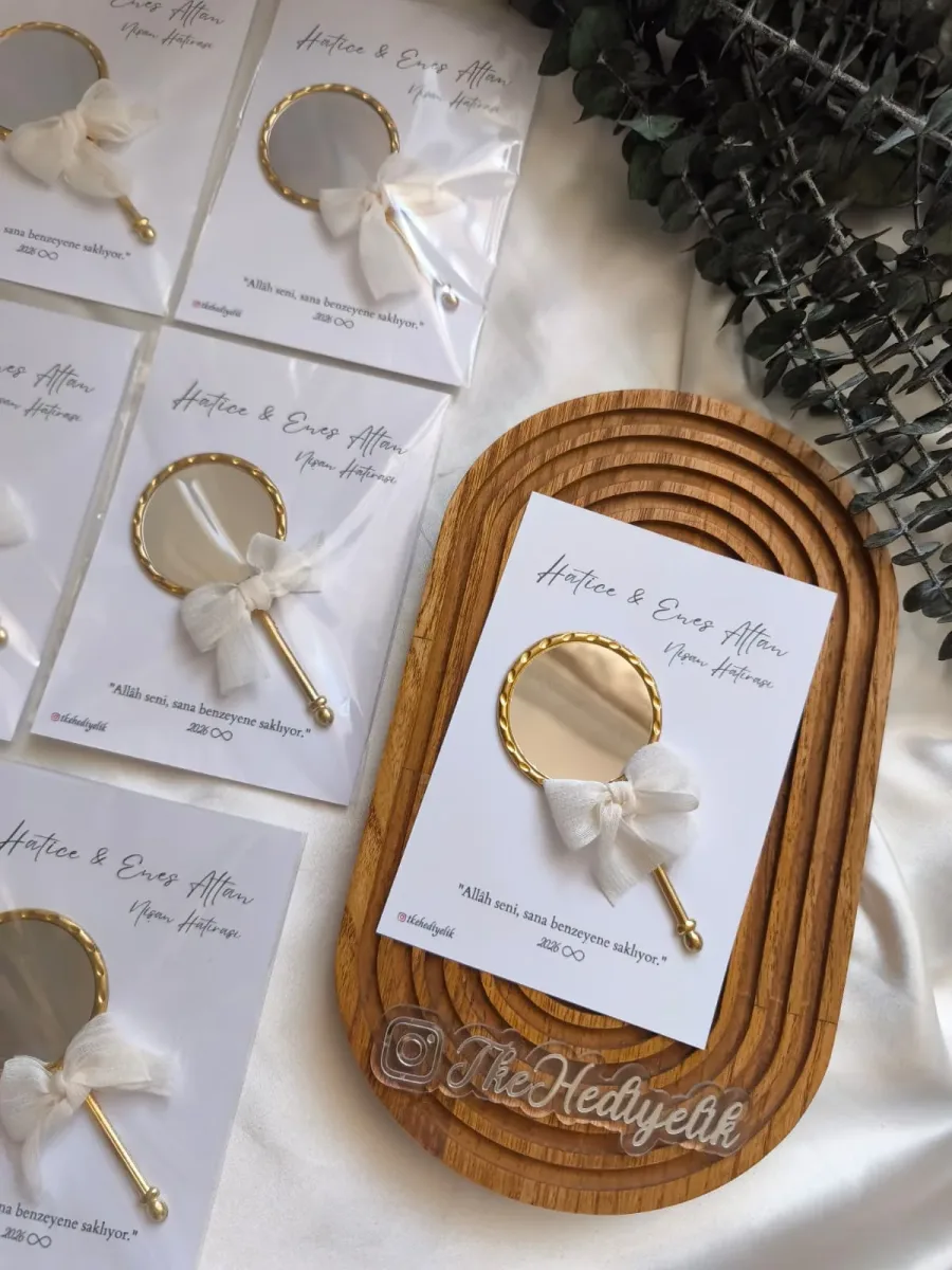 Saten Kurdeleli Gold Ayna – Kişiye Özel Hediyelik