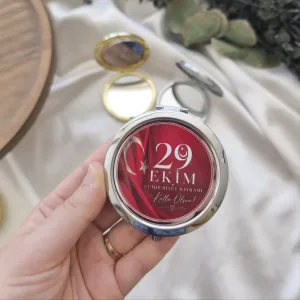 29 Ekim Cumhuriyet Bayramı’na Özel Firmalara Kurumsal Metal Çanta Aynası (Gümüş model)