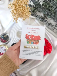 Inci Kalp Detaylı Gold Maşalı Saç Tokası – 29 Ekim Cumhuriyet Bayramı Okul & Kreş Hediyeliği