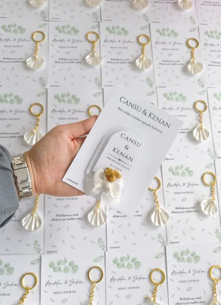 Kurdeleli & Cipsolu Şeffaf Pleksi Magnet – Kişiye Özel Söz, Nişan, Nikah & Düğün Hediyeliği