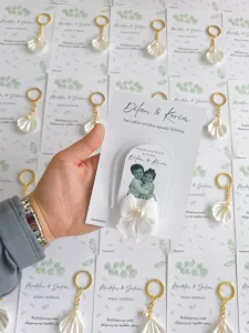 Fotoğraflı Şeffaf Pleksi Magnet – Kişiye Özel Kalpli İncili & Kurdeleli Nişan, Söz & Nikah Hediyeliği