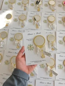 Magnetli Gold Vintage El Aynası Söz, Nişan, Nikah & Düğün Hediyeliği