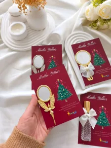 Gold ve Gümüş Melek Ayna Premium Baskılı Yılbaşı Hediyeliği