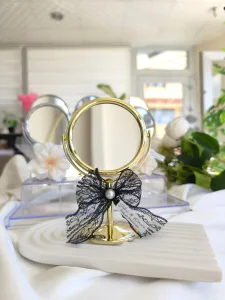 Siyah Dantelli Gold Masa Aynası Nikah Hediyeliği