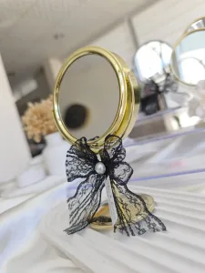 Siyah Dantelli Gold Masa Aynası Nikah Hediyeliği