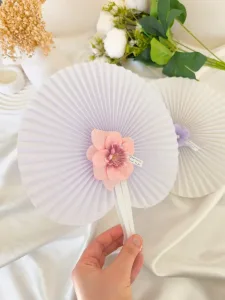 Şebboy Çiçekli Yuvarlak Kağıt Yelpaze Söz, Nişan, Nikah, Kına Hediyeliği