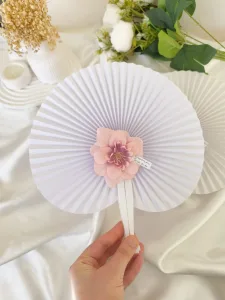 Şebboy Çiçekli Yuvarlak Kağıt Yelpaze Söz, Nişan, Nikah, Kına Hediyeliği