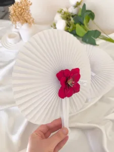 Şebboy Çiçekli Yuvarlak Kağıt Yelpaze Söz, Nişan, Nikah, Kına Hediyeliği