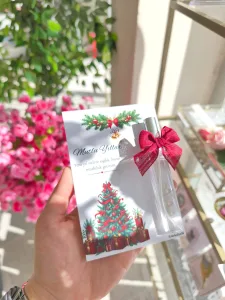 Cam Şişe Sprey Kolonya Bordo Keten Kurdeleli Yılbaşı & Kurumsal Hediyelik