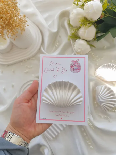 Sedefli İstiridye & Deniz Kabuğu Mandal Toka Bride To Be & Kına Hediyeliği